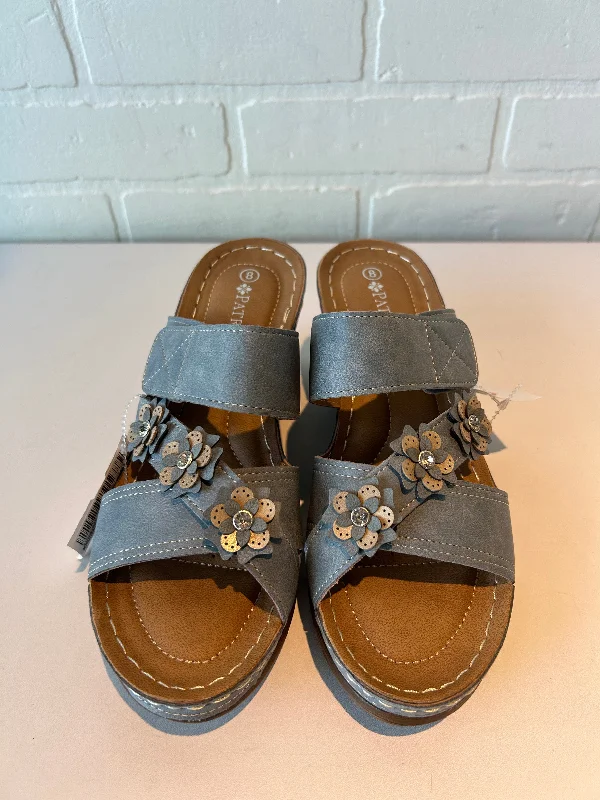 Trendy Walking Shoes Sandals Heels Wedge By Spring Step In Blue, Size: 8