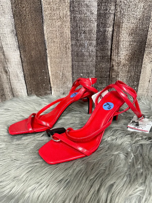 Comfortable Winter Sandals Sandals Heels Stiletto By Cme In Red, Size: 7.5