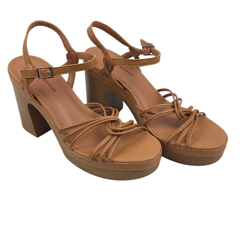 Trendy Boots For Winter Sandals Heels Block By Lucky Brand In Brown, Size: 7.5