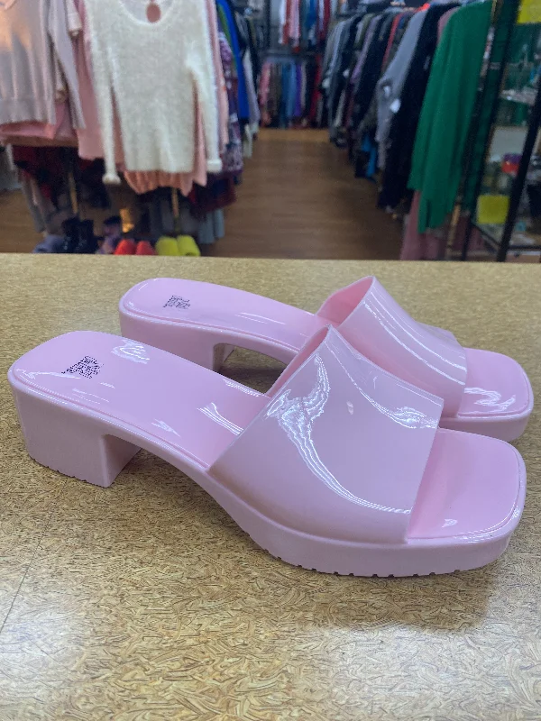 Casual Winter Shoes Sandals Heels Block By Wild Fable In Pink, Size: 10
