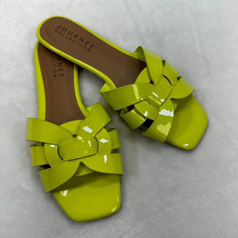 Comfortable Slippers Online Sandals Flip Flops By Journee In Neon, Size: 9.5