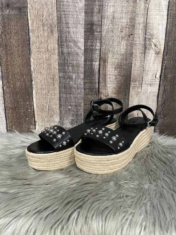 Luxury Hiking Shoes Sandals Heels Wedge By Marc Fisher In Black, Size: 7