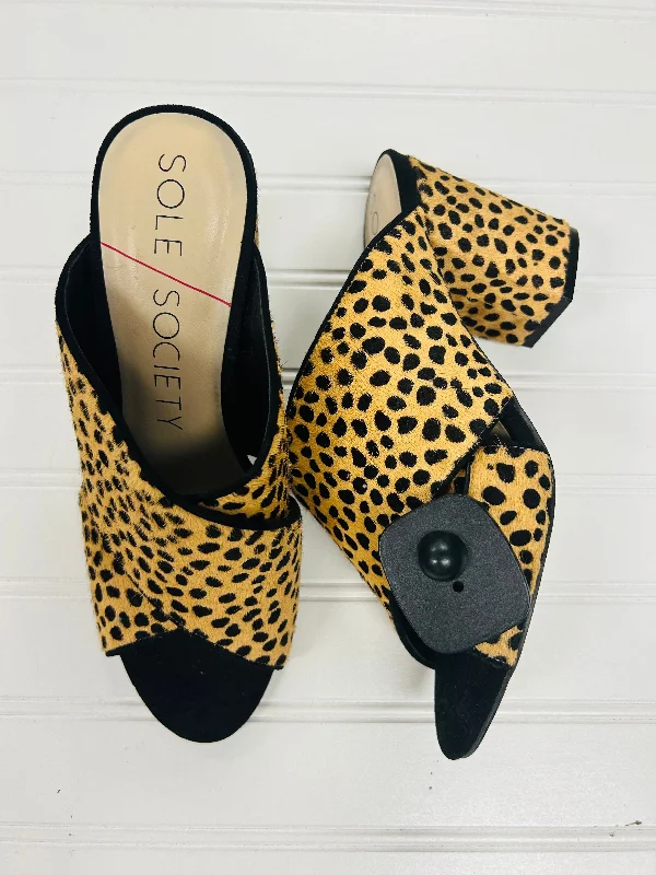 Lightweight Snow Boots Sandals Heels Block By Sole Society In Black & Tan, Size: 8.5 Lightweight Snow Boots Sandals Heels Block By Sole Society In Black & Tan, Size: 8.5