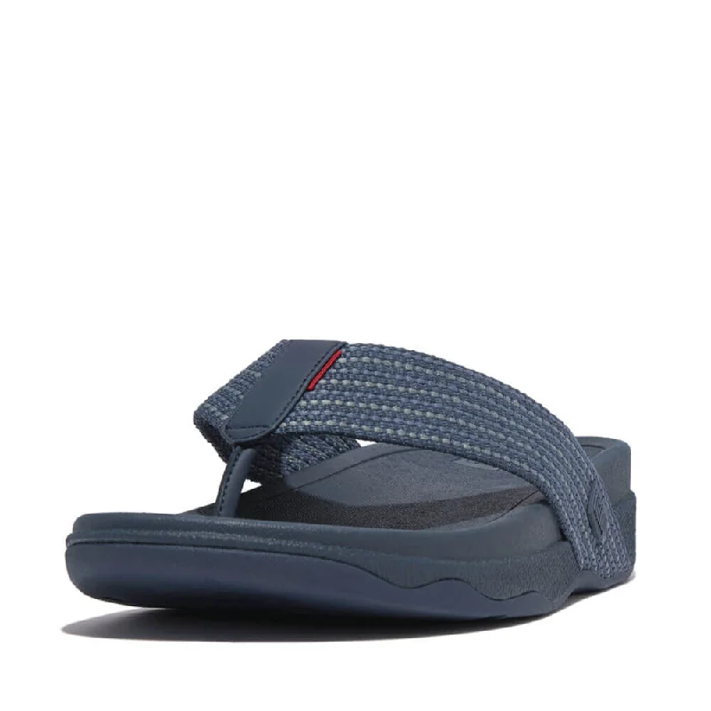 Breathable Hiking Footwear FitFlop Men's Surfer Weave Stripe Sandals - Teal Blue Mix