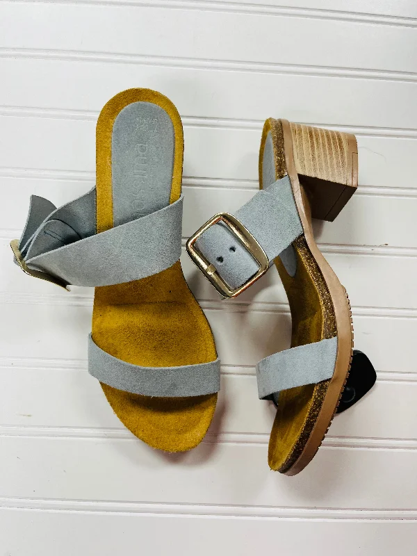 Stylish Work Sneakers Sandals Heels Block By NASSIMA In Blue, Size: 10