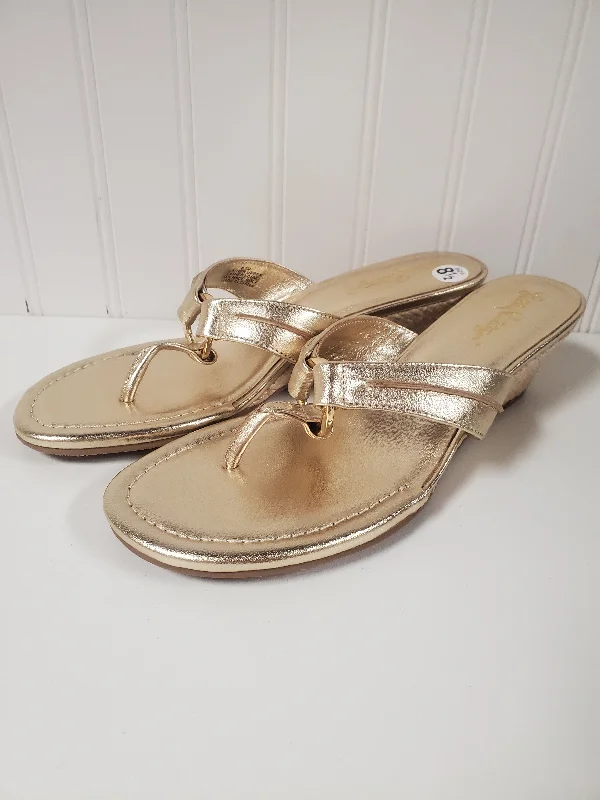 Comfortable Work Sneakers Sandals Designer By Lilly Pulitzer In Gold, Size: 8.5