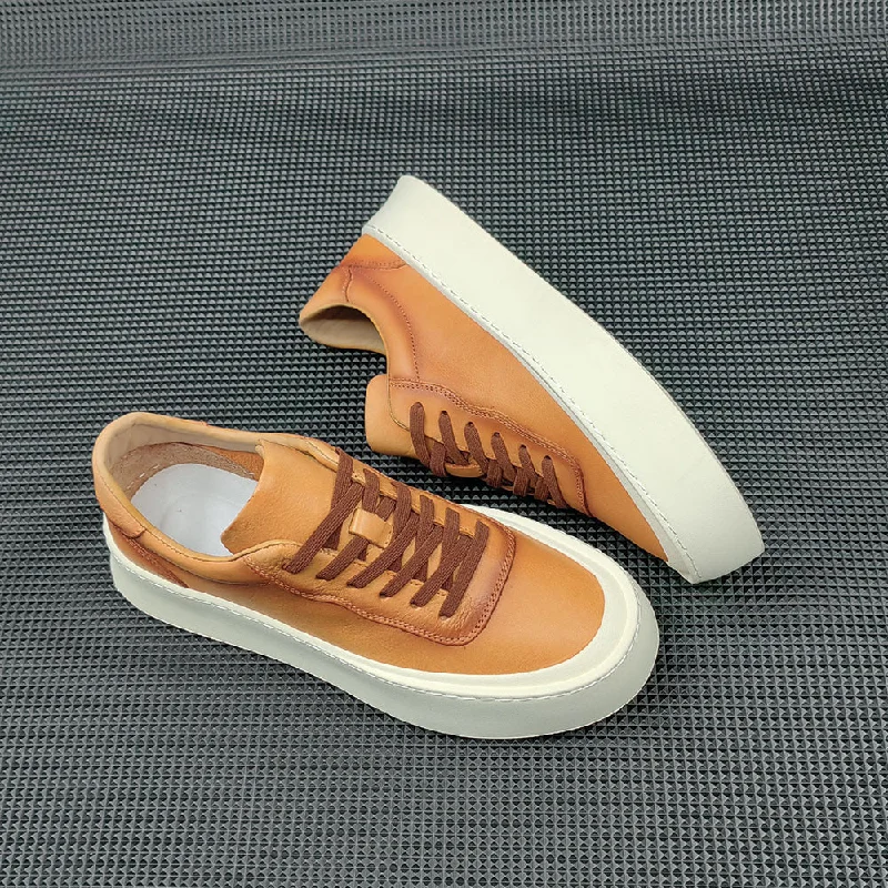 High Fashion Work Boots Men Minimalist Leather Casual Skate Sneakers