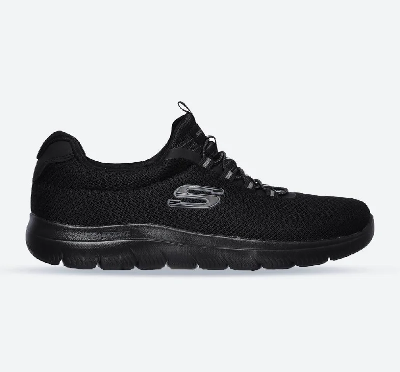 Fashionable Work Boots Men's Wide Fit Skechers 52811 Summits Slip On Sports Sneakers - Black Fashionable Work Boots Men's Wide Fit Skechers 52811 Summits Slip On Sports Sneakers - Black