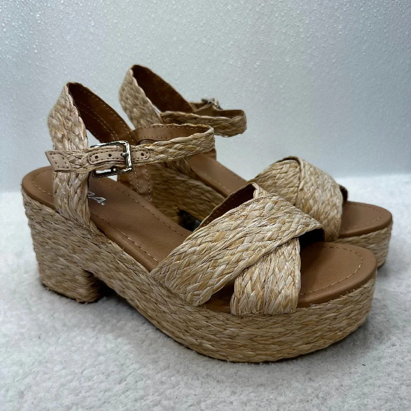 Stylish Running Sneakers Sandals Heels Block By Soda In Brown, Size: 10