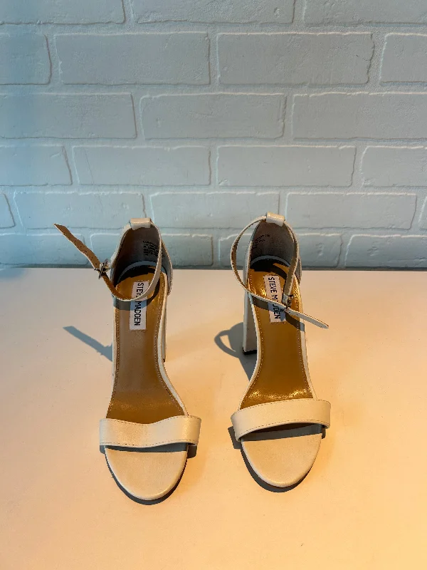 Luxury Sneakers For Sale Sandals Heels Block By Steve Madden In White, Size: 7.5