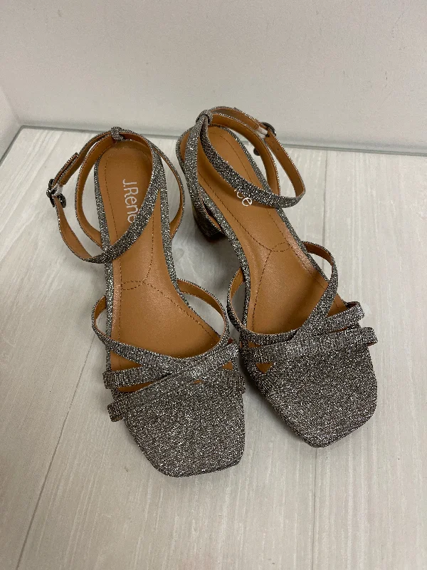 Stylish Casual Footwear Sandals Heels Block By J Renee In Silver, Size: 8.5