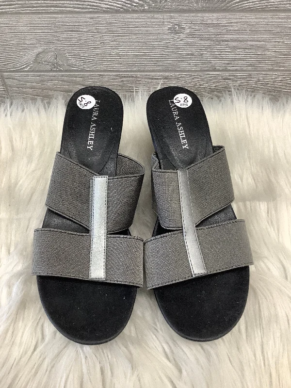 Designer Work Shoes Sandals Heels Wedge By Laura Ashley In Black, Size: 8.5