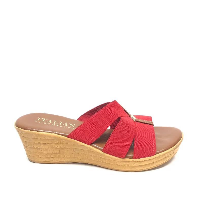 Luxury Running Shoes Sandals Heels Wedge By Italian Shoemakers In Red, Size: 9.5