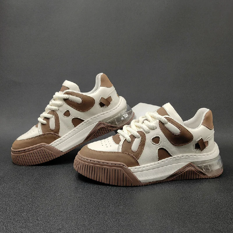 Luxury Hiking Shoes Men Fashion Cowhide Leather Air Casual Sneakers