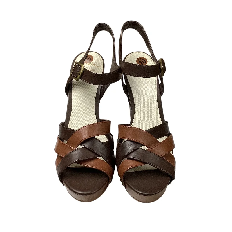 Trendy Boots Online Sandals Heels Block By Sam Edelman In Brown, Size: 10