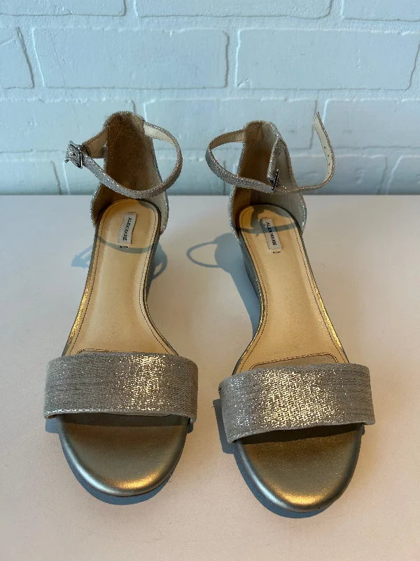 Stylish High Heel Sandals Sandals Heels Wedge By Alex Marie In Silver, Size: 10