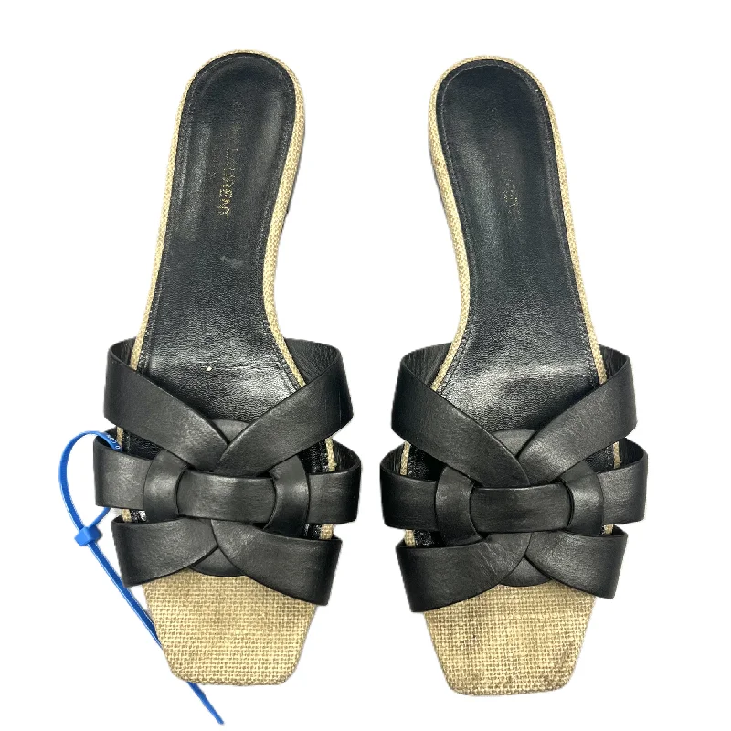 Comfortable Platform Shoes Sandals Luxury Designer By Yves Saint Laurent In Black, Size: 10.5
