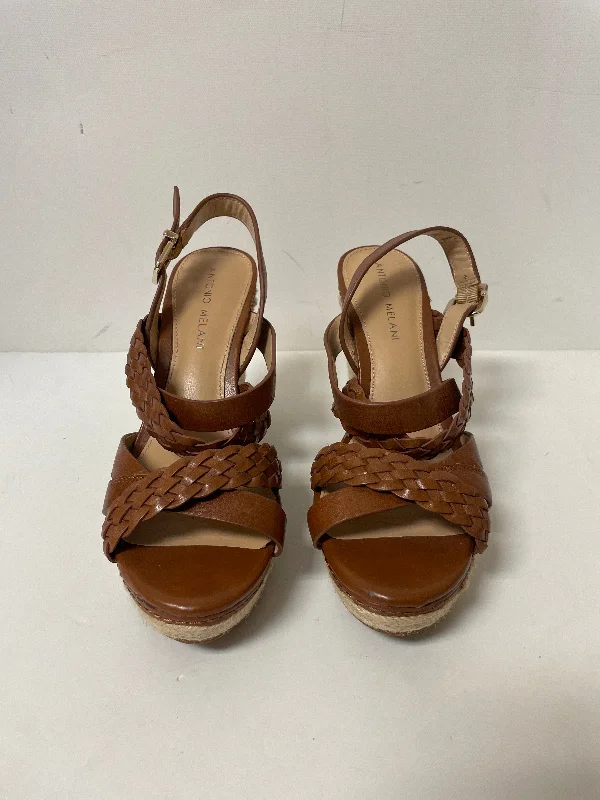 Classic Hiking Boots Sandals Heels Wedge By Antonio Melani In Brown, Size: 7.5