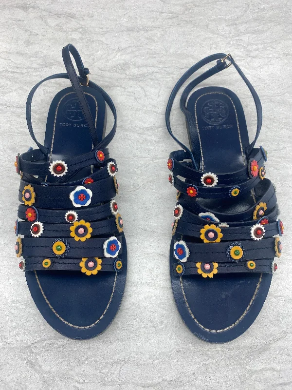 Casual Winter Shoes Sandals Designer By Tory Burch In Blue, Size: 9.5