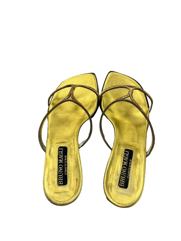 Best Winter Sneakers Sandals Designer By Bruno Magli Shoes In Gold, Size: 6.5