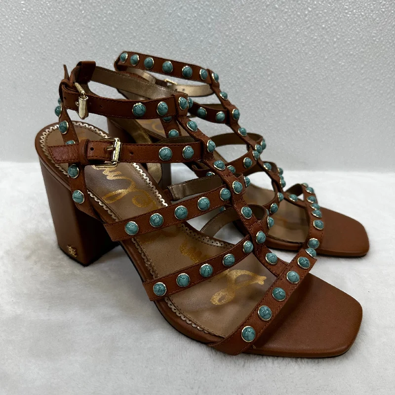 Chic High Heels Collection Sandals Designer By Sam Edelman In Turquoise, Size: 9