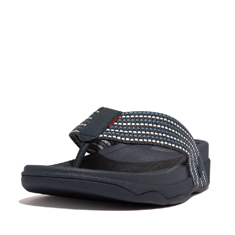 Lightweight Snow Boots FitFlop Men's Surfer Weave Stripe Sandals - Midnight Navy Mix