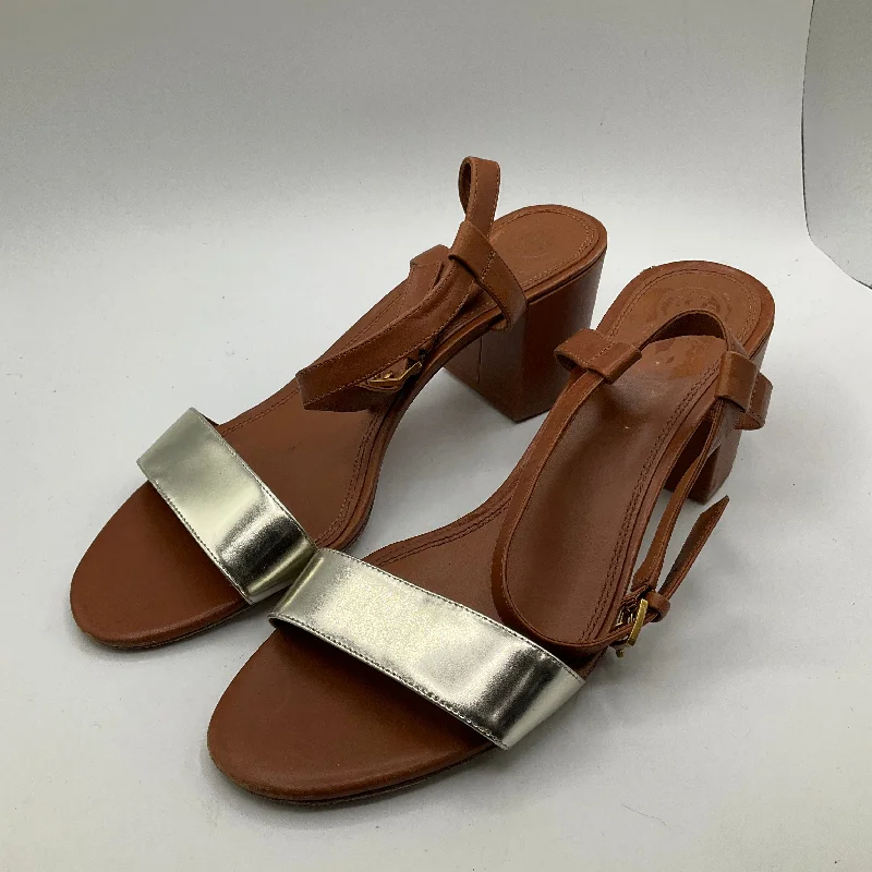 Stylish Work Sneakers Sandals Heels Block By Tory Burch In Brown, Size: 11