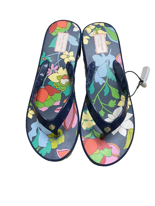 Breathable Sports Shoes Sandals Flip Flops By Kate Spade In Floral Print, Size: 11