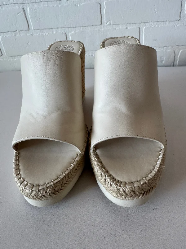Cozy Casual Shoes Sandals Heels Wedge By Vince Camuto In Cream, Size: 9
