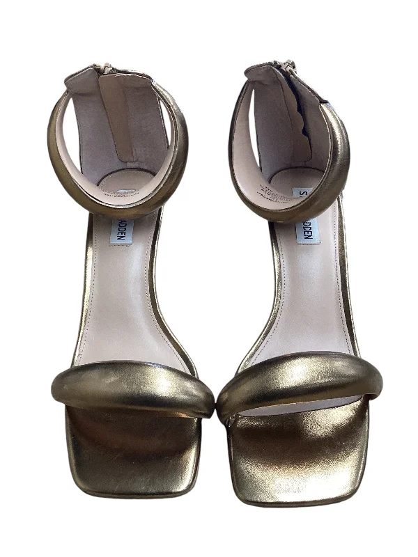 High Quality Sneakers Sandals Heels Stiletto By Steve Madden In Bronze, Size: 9.5
