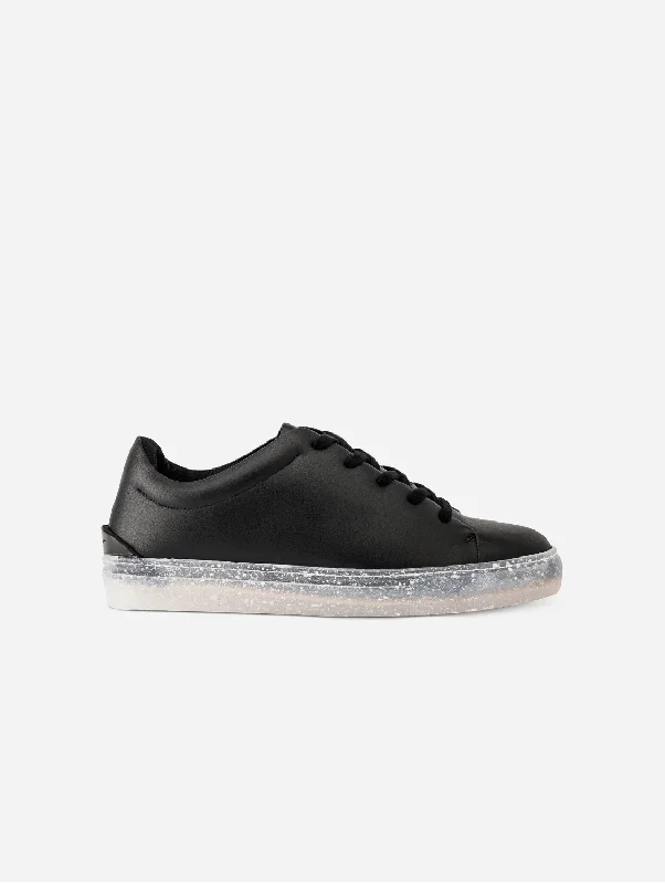 Comfortable Lace-Up Boots RC Minimal Unisex Vegan Leather Sneakers | Black