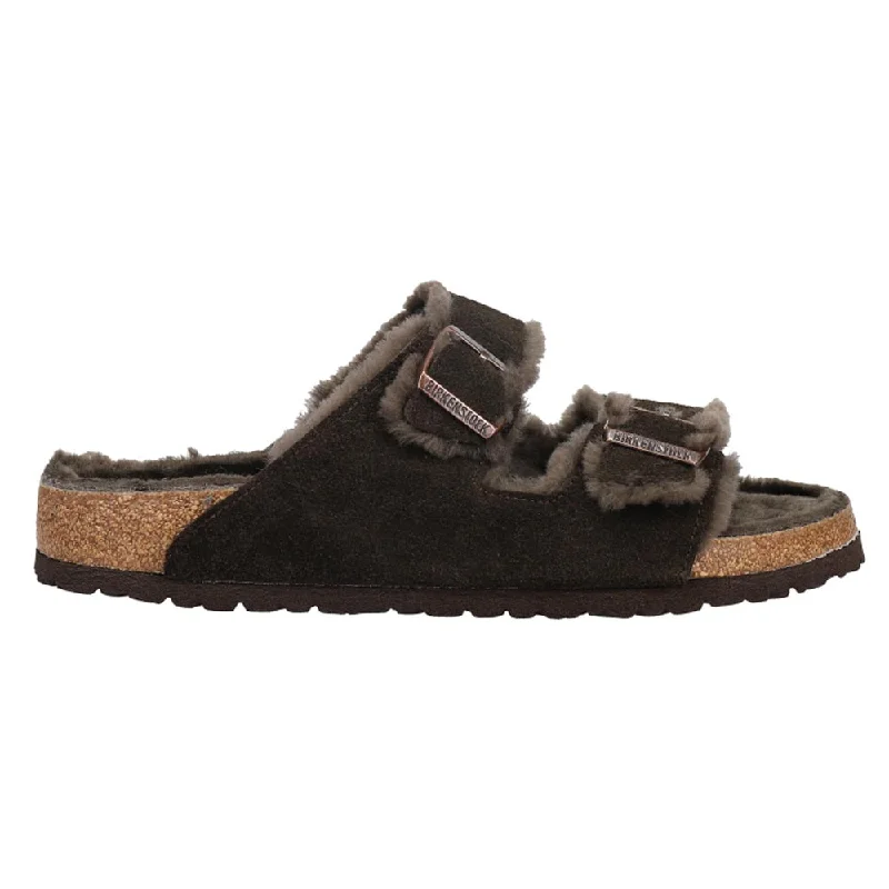Fashionable Work Boots Arizona Shearling Suede Footbed Sandals