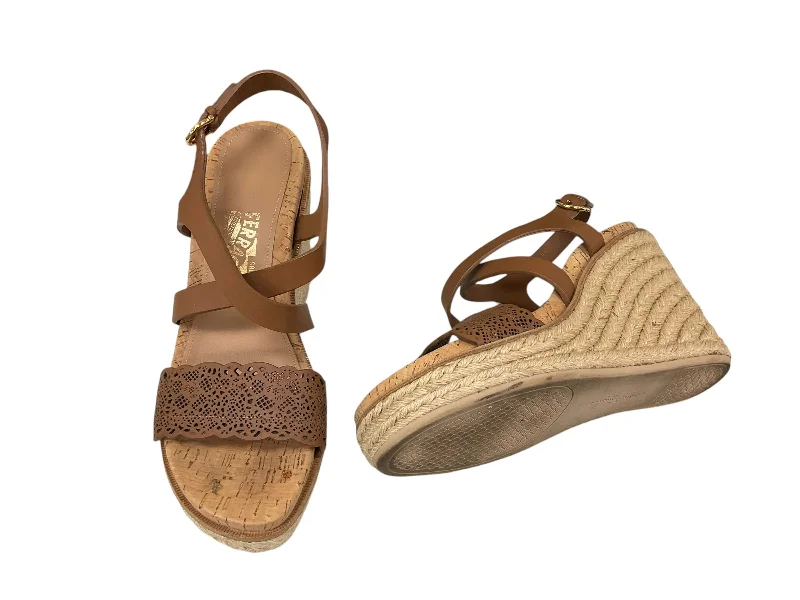 Comfortable Casual Sandals Sandals Designer By Ferragamo In Tan, Size: 8