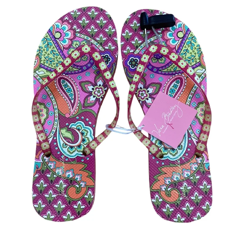 Fashionable Work Boots Sandals Flip Flops By Vera Bradley In Paisley Print, Size: 9
