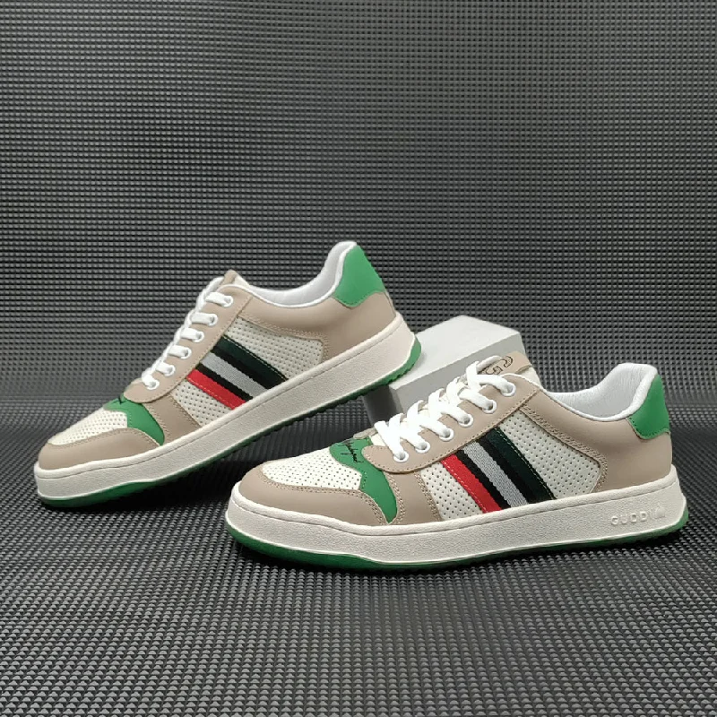 Comfortable Dress Flats Men Fashion Breathable Leather Hollow Casual Sneakers