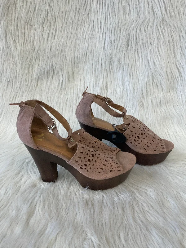 Casual Sandals Collection Sandals Heels Block By Report In Brown & Pink, Size: 9.5