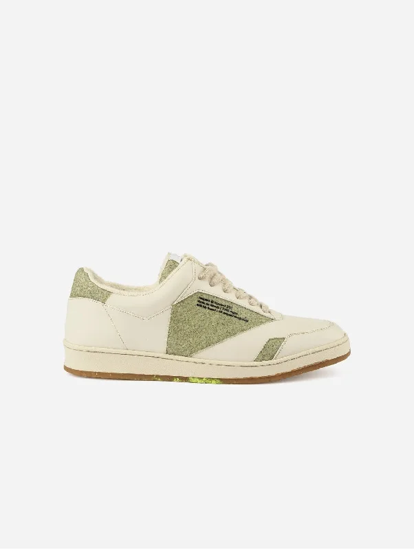 Casual Snow Shoes RC Retro Corn Leather Vegan Sneakers | Beige & Green