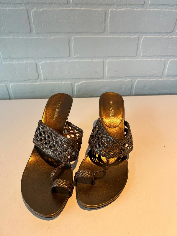 Casual Sandals Collection Sandals Heels Stiletto By Ann Marino In Bronze, Size: 8.5