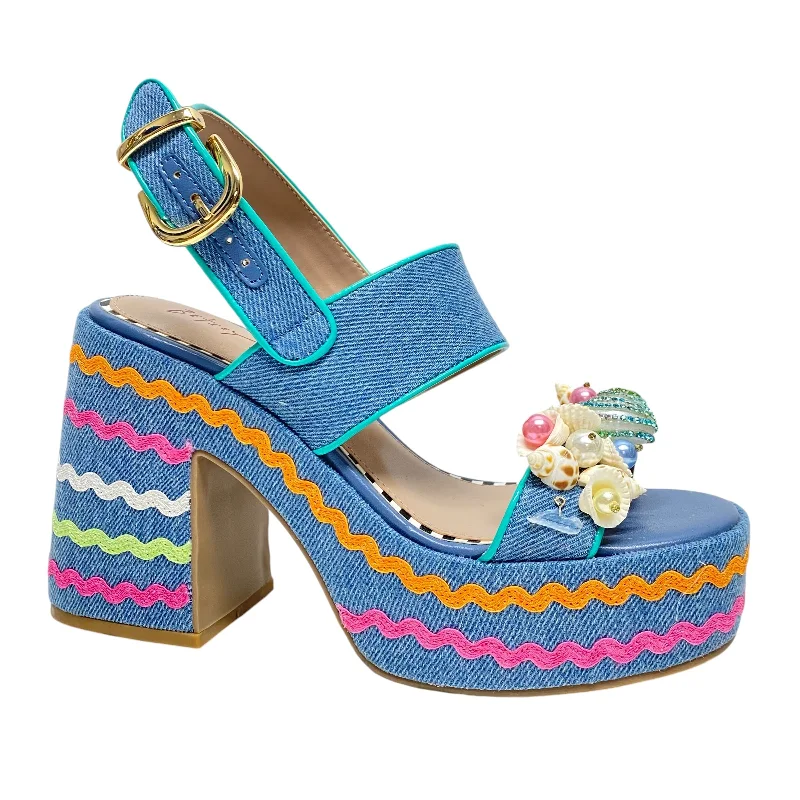 Formal Hiking Footwear Sandals Heels Block By Betsey Johnson In Multi-colored, Size: 6