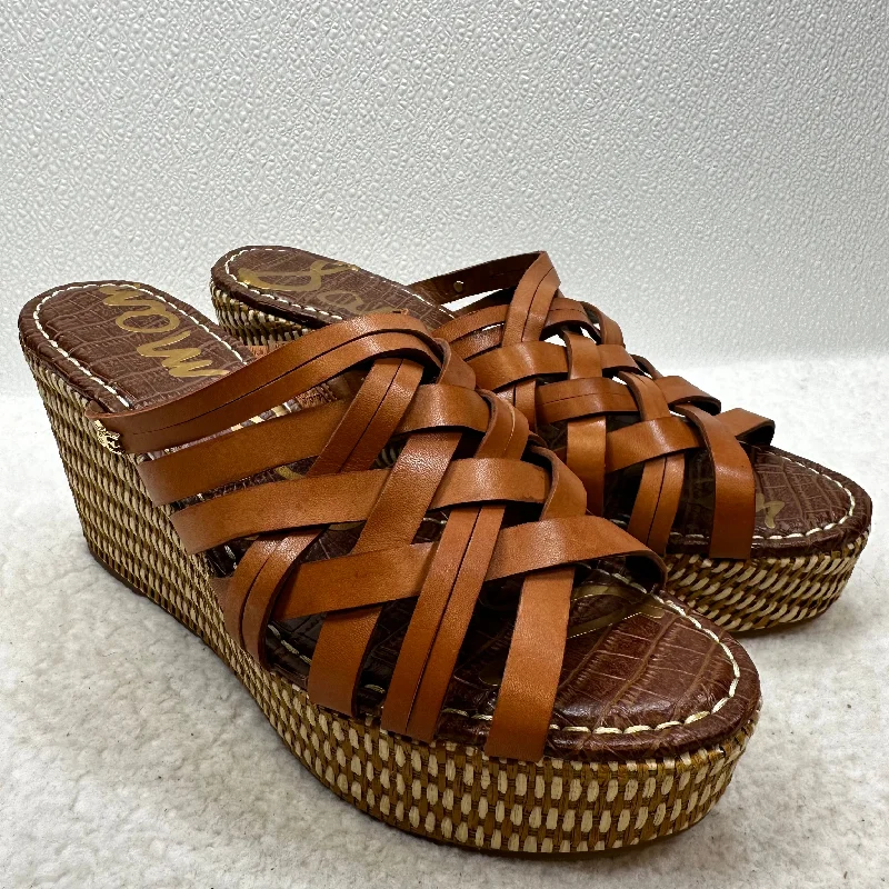 Best Flat Shoes Online Sandals Heels Wedge By Sam Edelman In Tan, Size: 9