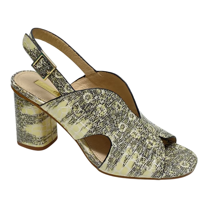 Designer Work Shoes Sandals Heels Block By Louise Et Cie In Snakeskin Print, Size: 7