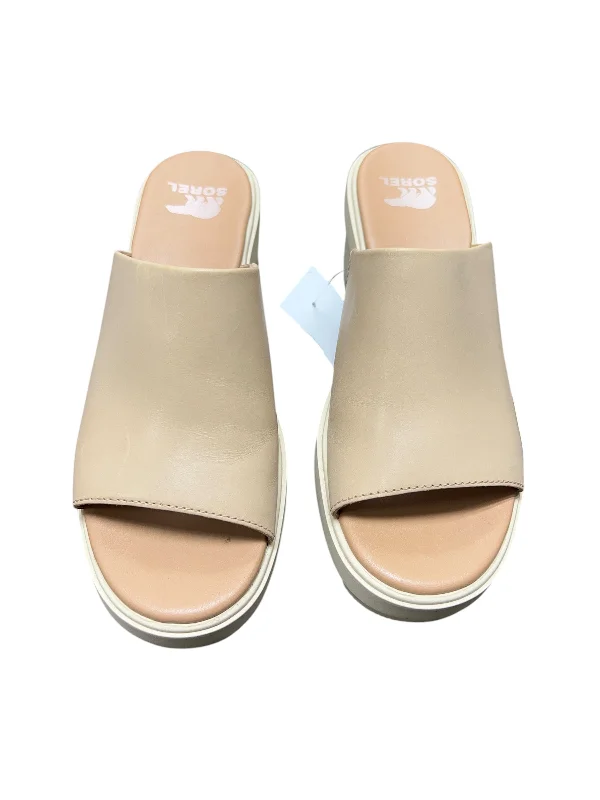 Fashionable Loafers For Sale Sandals Heels Block By Sorel In Cream, Size: 8