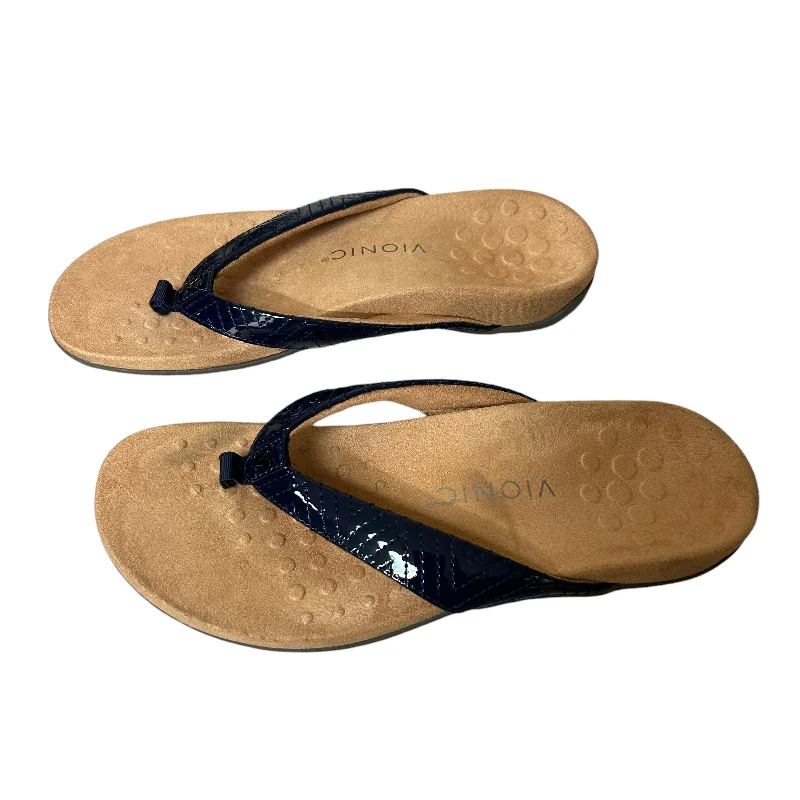 High Fashion Footwear Sandals Flip Flops By Vionic In Navy, Size: 8.5