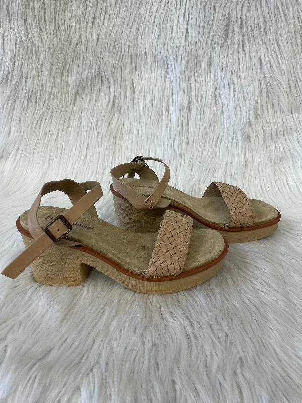 Breathable Hiking Boots Sandals Heels Block By Pierre Dumas In Tan, Size: 10