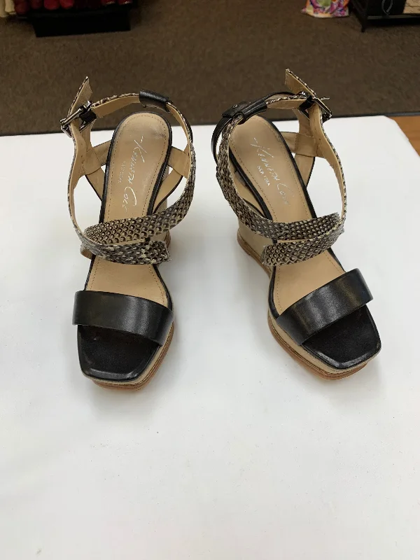 Comfortable Hiking Sandals Sandals Heels Wedge By Kenneth Cole In Black, Size: 9