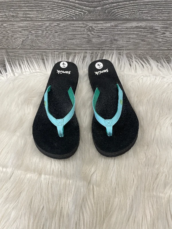 Comfortable Formal Footwear Sandals Flip Flops By Sanuk In Black, Size: 7