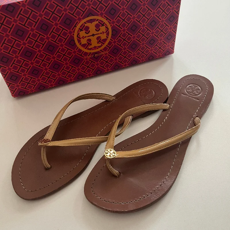 Comfortable Running Sneakers Sandals Flip Flops By Tory Burch In Tan, Size: 9.5