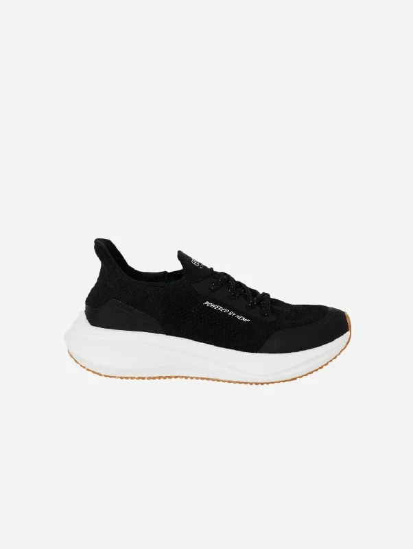 Comfortable Dress Flats Runners Men's Hemp Leather Trainers | Black & White