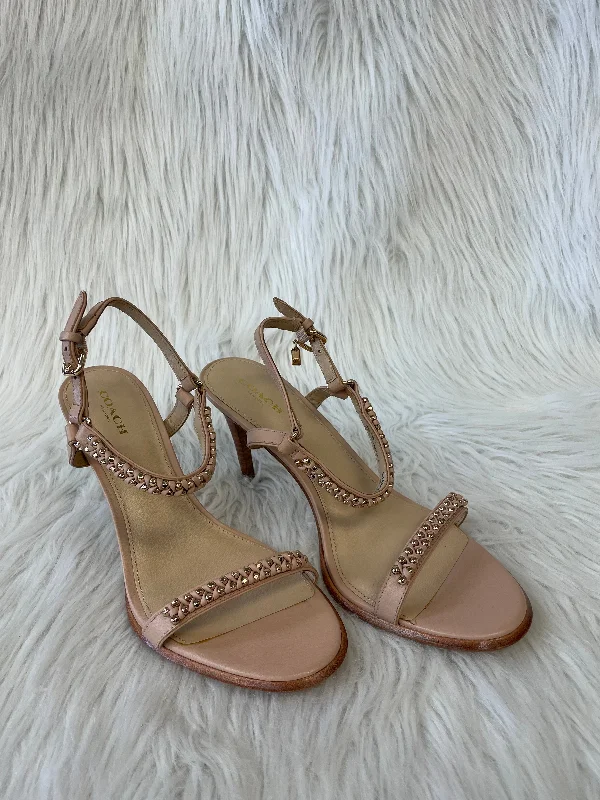 Comfortable Lace-Up Boots Sandals Designer By Coach In Tan, Size: 9.5
