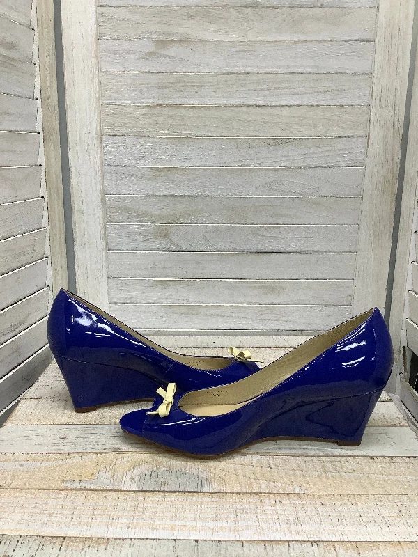 Best Dress Shoes Sandals Heels Wedge designer By Kate Spade In Blue, Size: 8.5